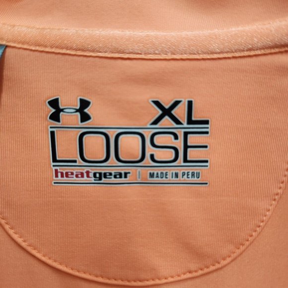 Under Armour Heat Gear Womens Golf Polo Shirt XL Orange Short Sleeve Loose Fit - Picture 4 of 6